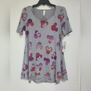 Lularoe Gray with rainbow Mickey and Minnie designed Perfect Tee, Size XS, NWT